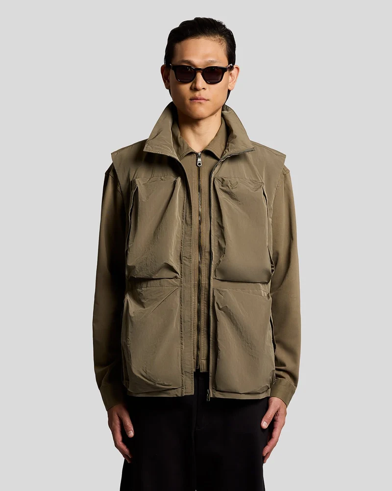 Lyle & Scott Lichtgewicht ripstop vest voor heren | Khaki Ash