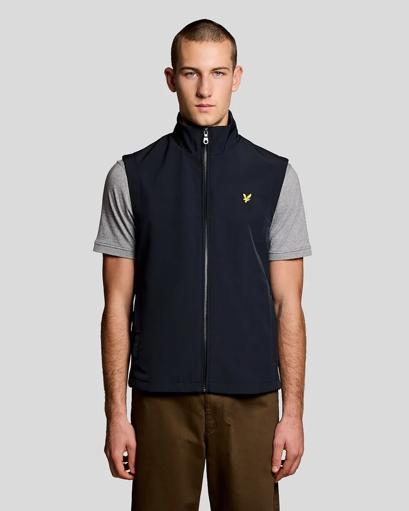 Lyle & Scott Heren softshell gilet met mesh-achterkant | Donkerblauw