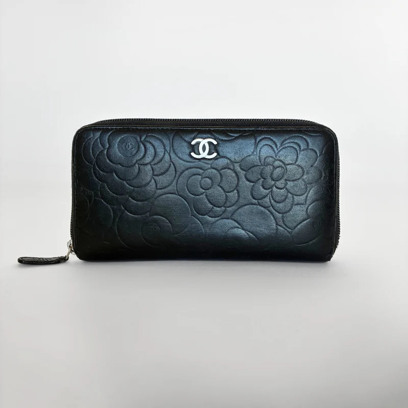 Chanel Camelia portemonnee groot lamsleer