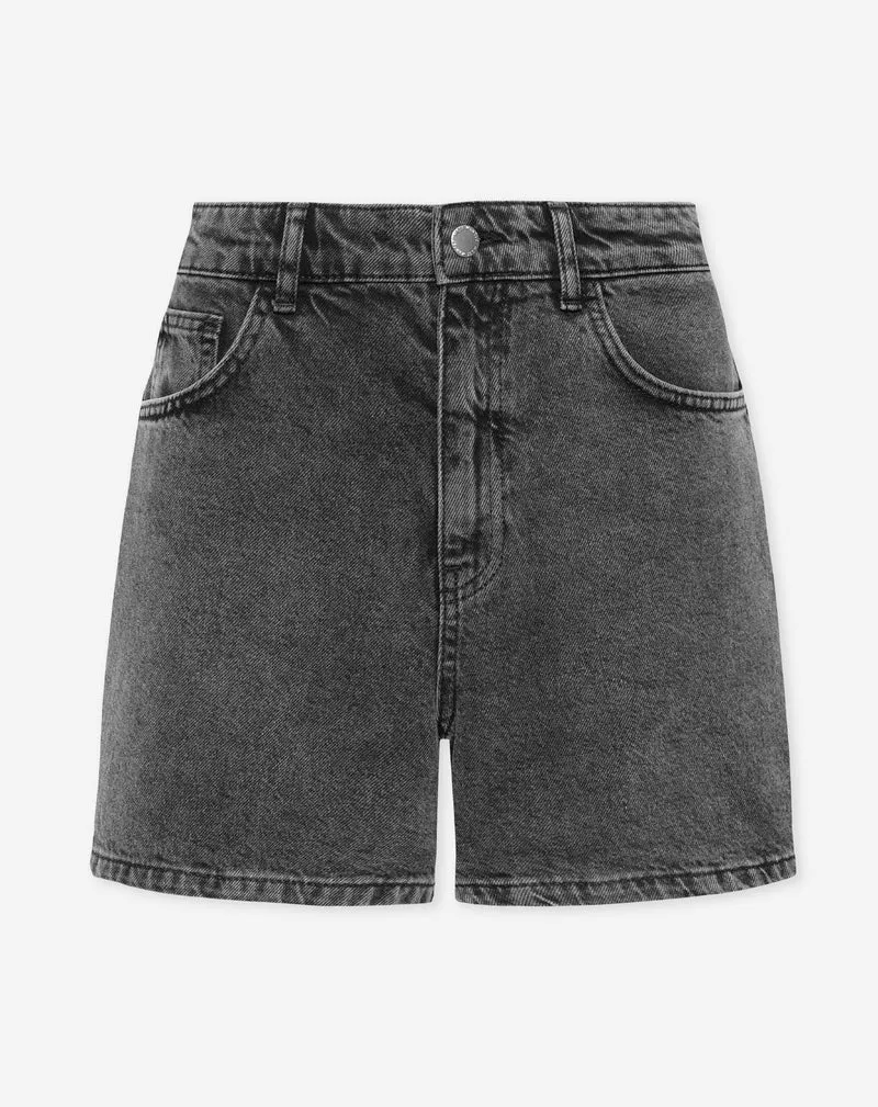 MOM DENIM SHORT MID GRIJS