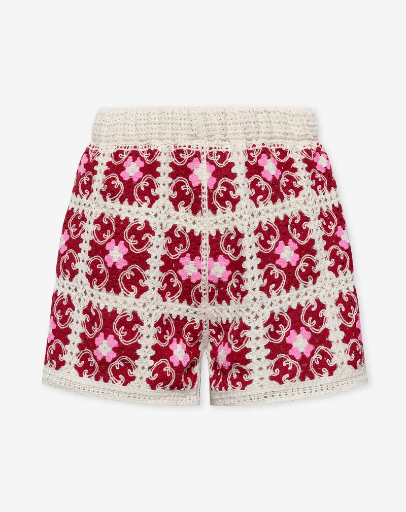 FLOWER CROCHET SHORTS ROZE