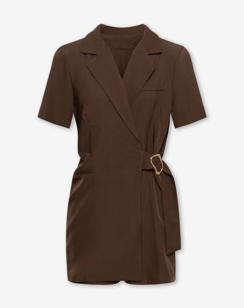 BUCKLE SHORT SLEEVE PLAYSUIT BRUIN