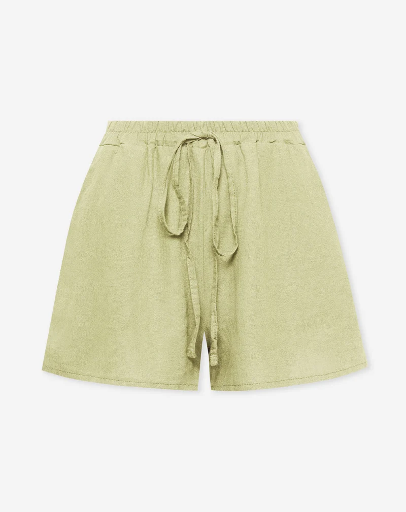 CARMEN LINEN SHORTS LICHT OLIJFGROEN