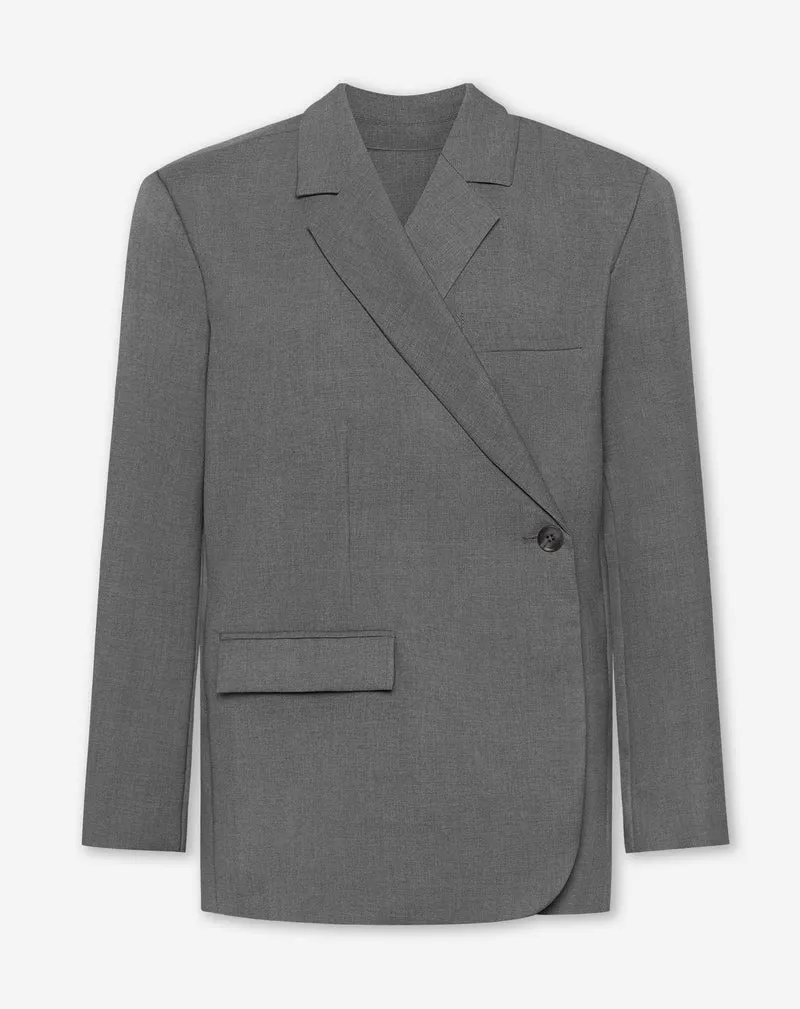 STEVIE OVERSIZED ASYMMETRIC BLAZER GRIJS MELANGE
