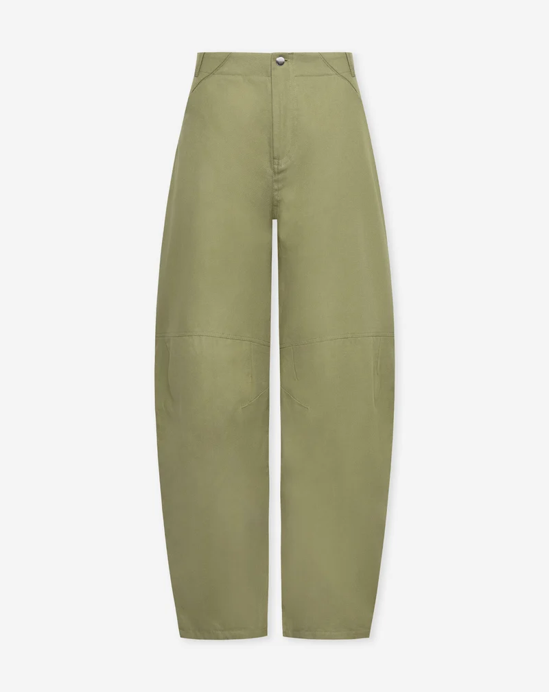 BARREL LEG PANTS TALL OLIJFGROEN