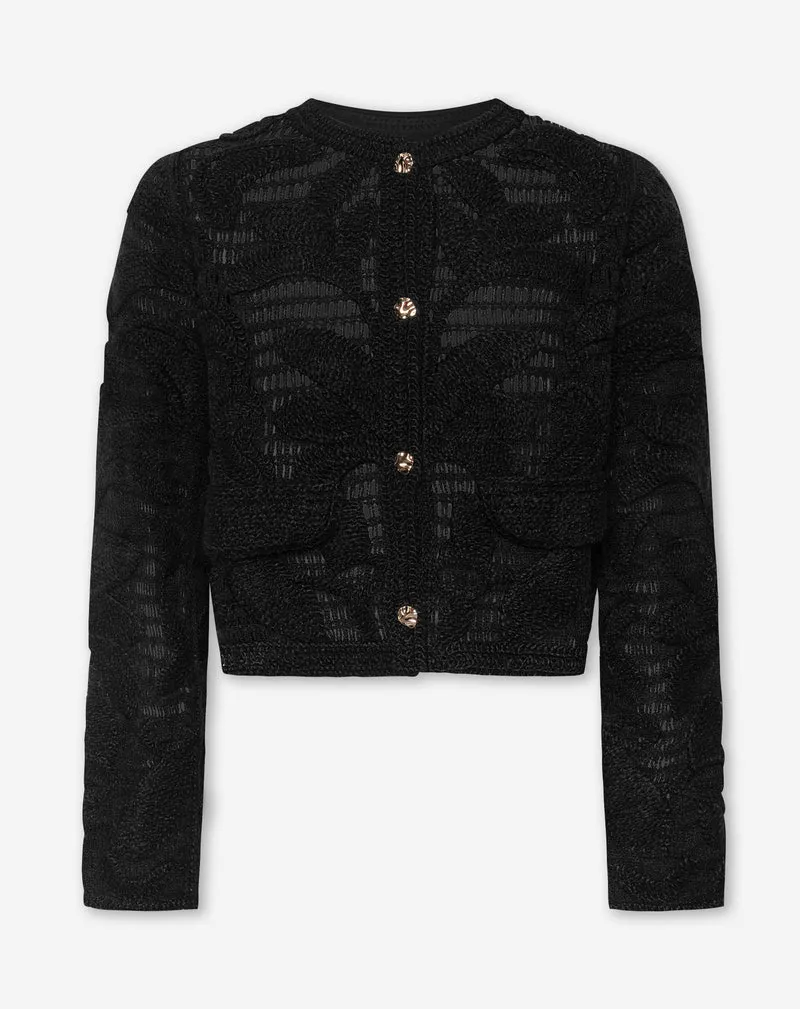 SALLY FLOWER CROCHET CARDIGAN ZWART