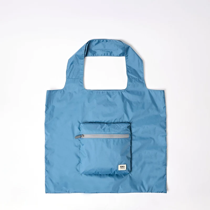 ROKA Borough Medium Tas van Gerecycled Nylon Ripstop | Retro Blauw