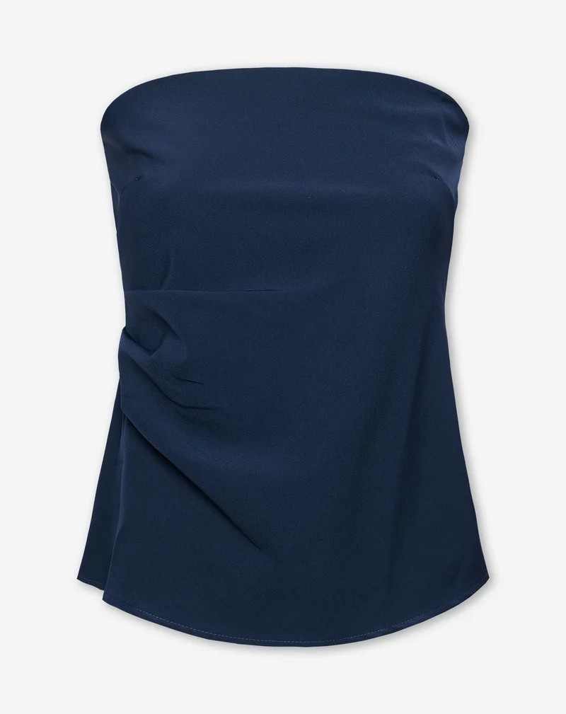 STRAPLESS RUCHED TOP MARINEBLAUW