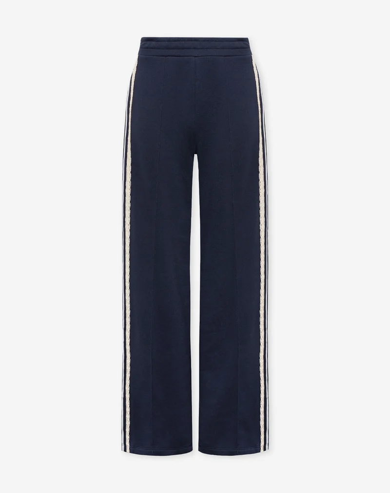 WIDE LEG LACE TAPE SWEAT PANTS MARINEBLAUW