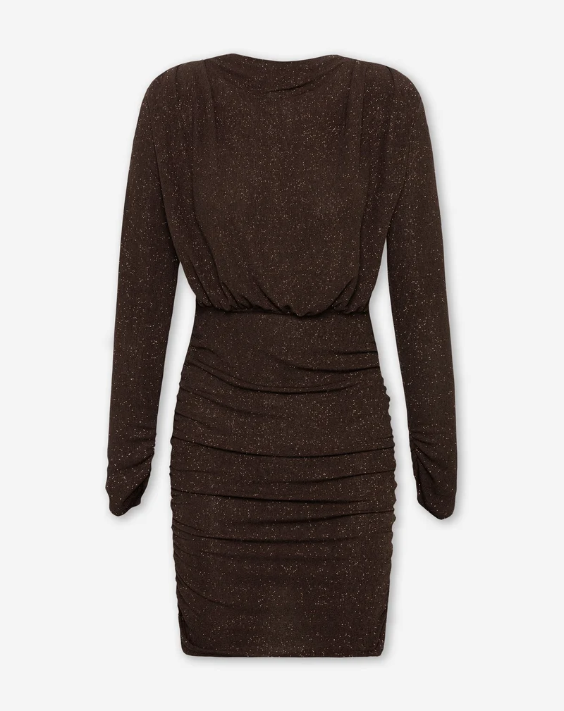 JOSH CRINKLE GLITTER DRESS BRUIN
