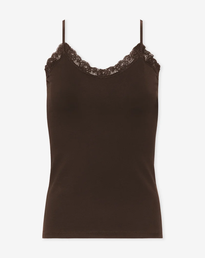 LACE V-NECK CAMI TOP BRUIN