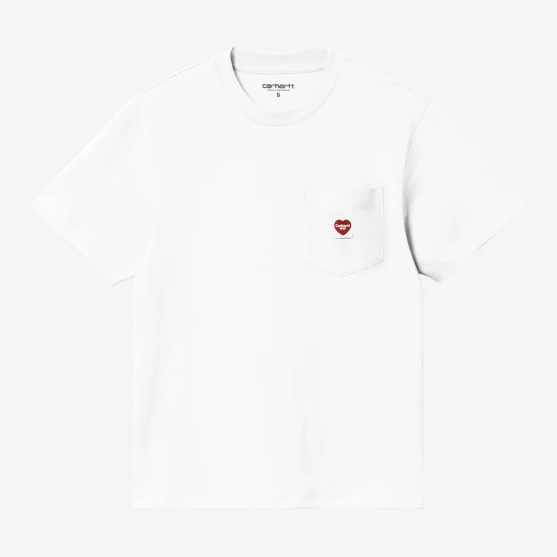 Carhartt WIP Dames T-shirt met borstzakje en klein hartje | Wit