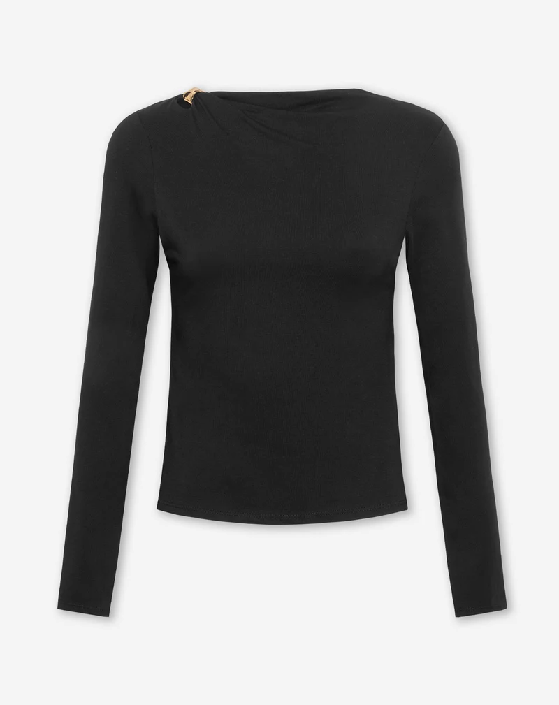 TAMAR GOLDEN DETAIL TOP ZWART