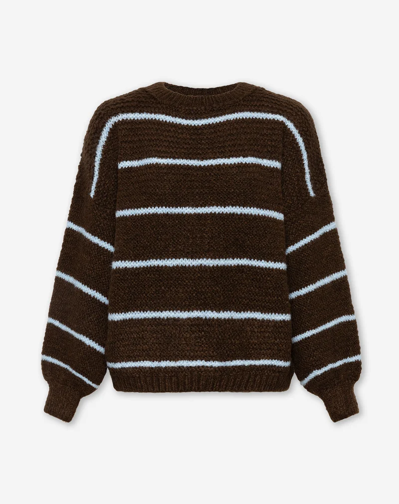 AIMEE SMALL STRIPE KNIT BRUIN