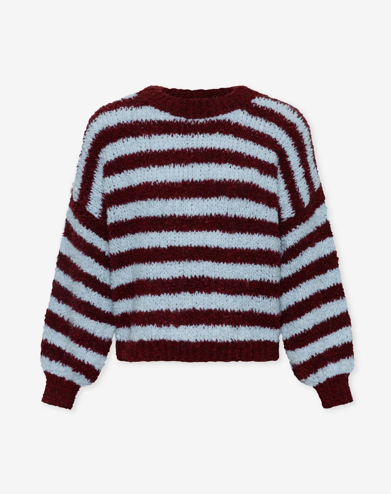 LUCIA BOUCLE STRIPE KNIT BURGUNDY