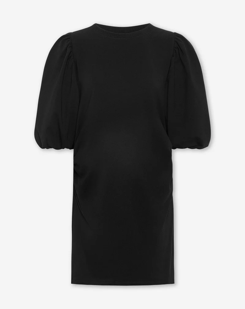 LOA PUFF SLEEVE SWEAT DRESS MATERNITY ZWART