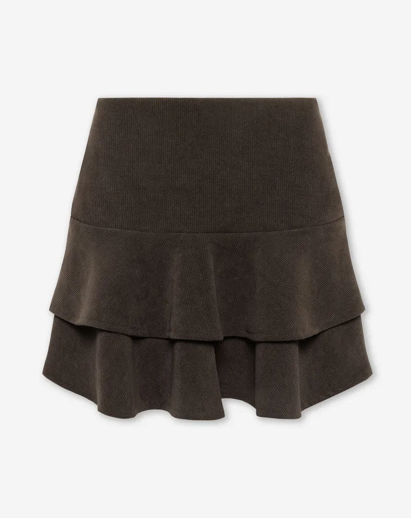 CORDUROY RUFFLE SKIRT BRUIN