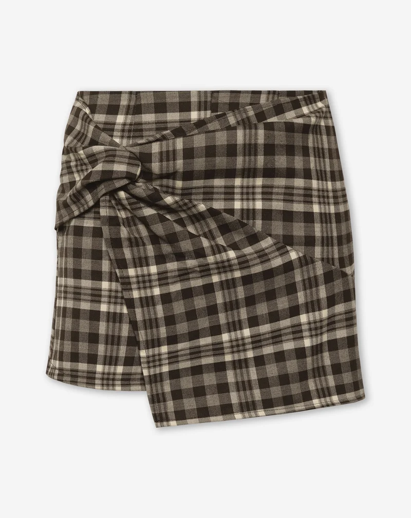 CHECK KNOTTED SKORT BRUIN