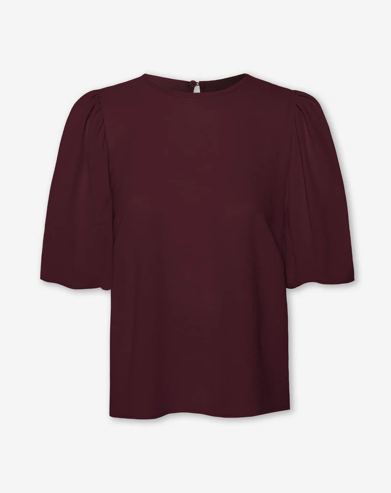 JULIE PUFF SLEEVE TOP DONKER BURGUNDY