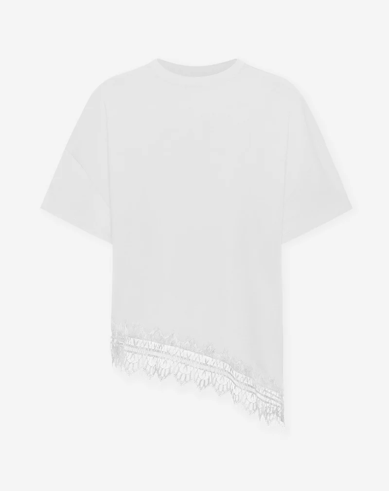 LACE BORDER OVERSIZED TEE CRÈME