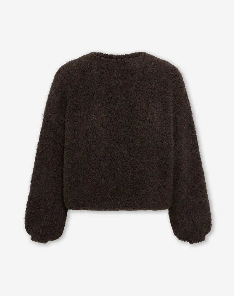 BRUSHED MOHAIR KNIT DONKERBRUIN