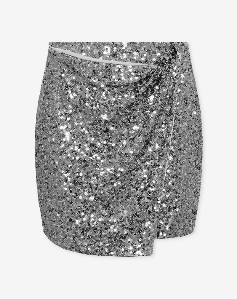 ROBBIN SEQUINS SKIRT ZILVER