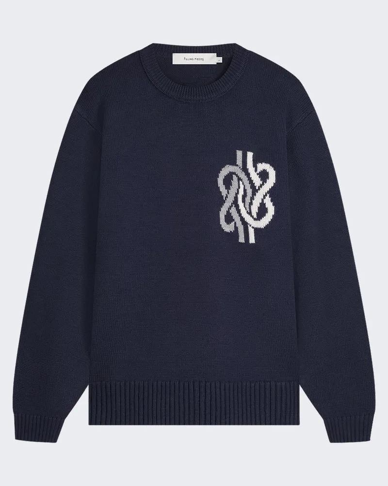 Heren Gebreide sweater met knoopdetail Blauw