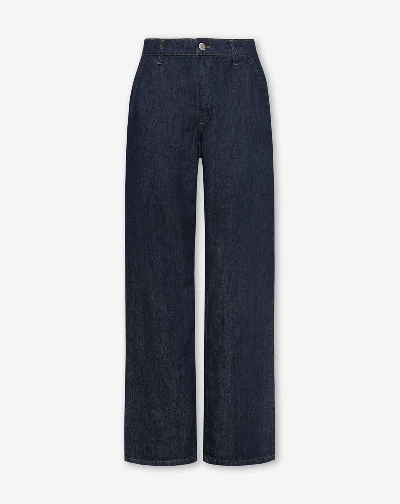 FLOWY DENIM WIDE LEG JEANS DONKERBLAUW