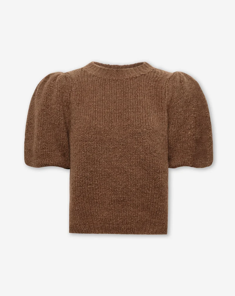 DANI PUFF SLEEVE KNIT LICHTBRUIN