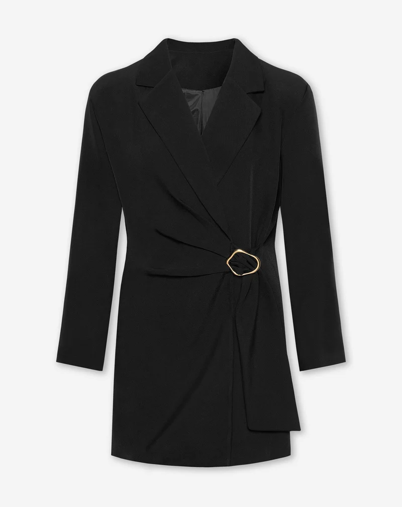 BUCKLE BLAZER DRESS ZWART