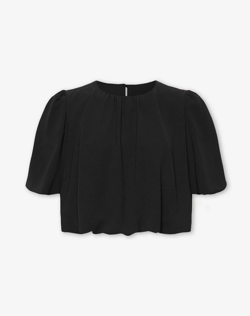 JULIE BUBBLE HEM TOP ZWART