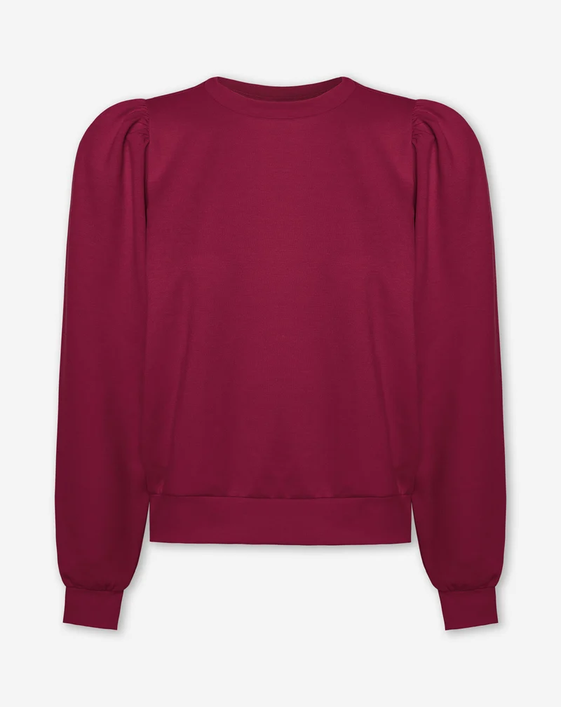 SCUBA PUFF SLEEVE SWEATER BURGUNDY