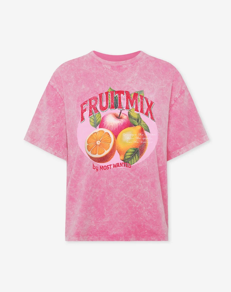 FRUIT MIX OVERSIZED TEE ACID ROZE