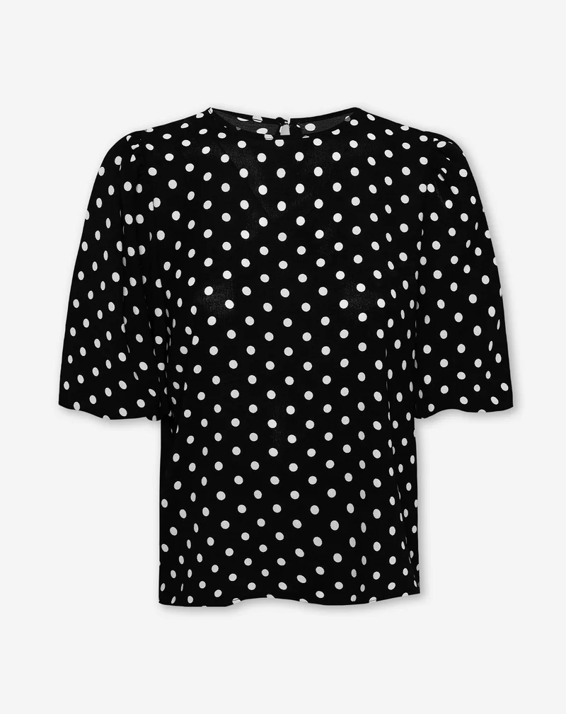 JULIE DOT PUFF SLEEVE TOP ZWART