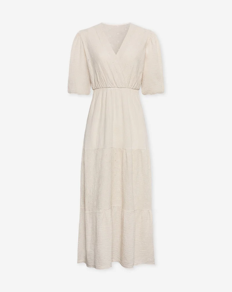 LOIZA FLOWER MOUSSELINE MAXI DRESS ZAND
