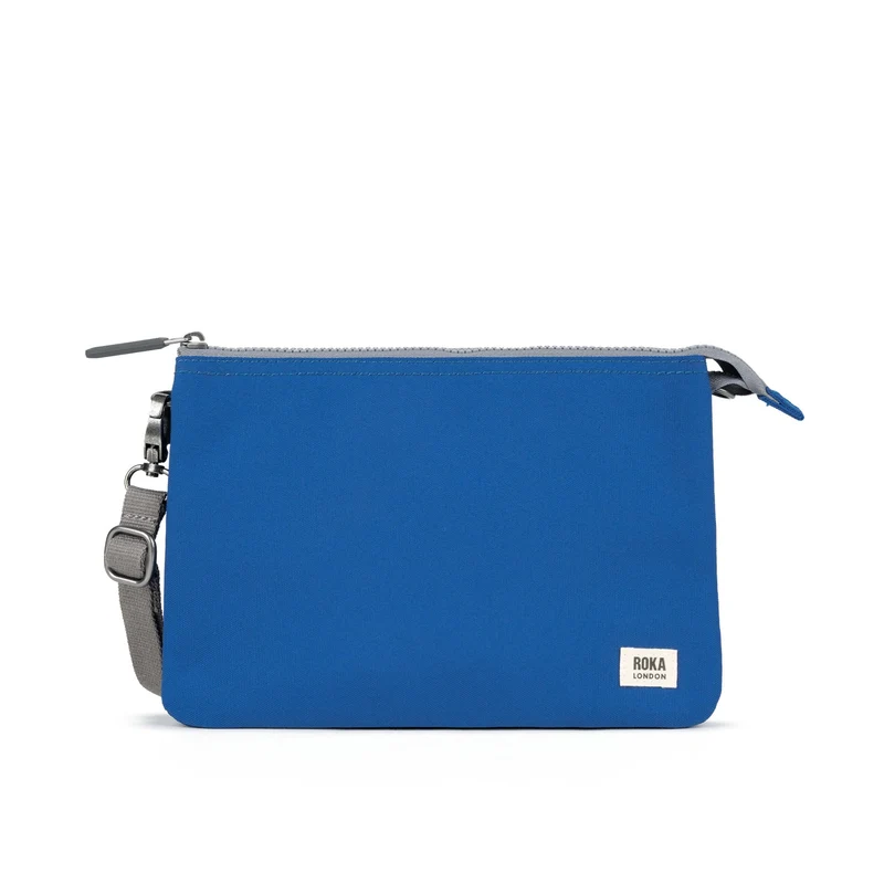 ROKA Carnaby Crossbodytas van gerecycled canvas in Galactic Blue XL
