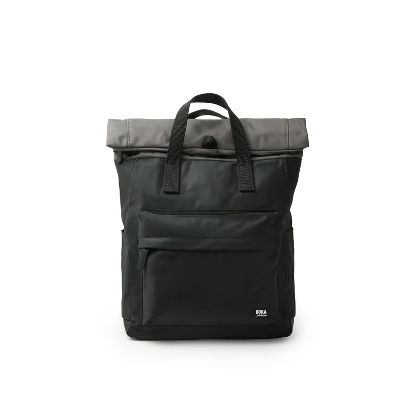 ROKA Creatieve verspilling Canfield B Zwarte / Grafietkleurige middelgrote tas van gerecycled nylon