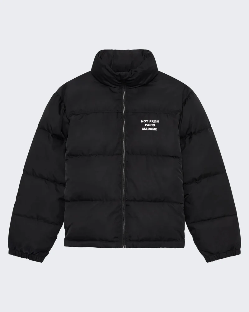 Heren Pufferjack met slogan Zwart