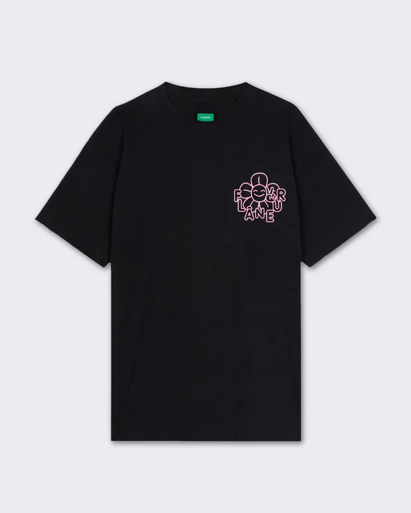 Heren Happy Flower T-shirt met bloemenprint Zwart