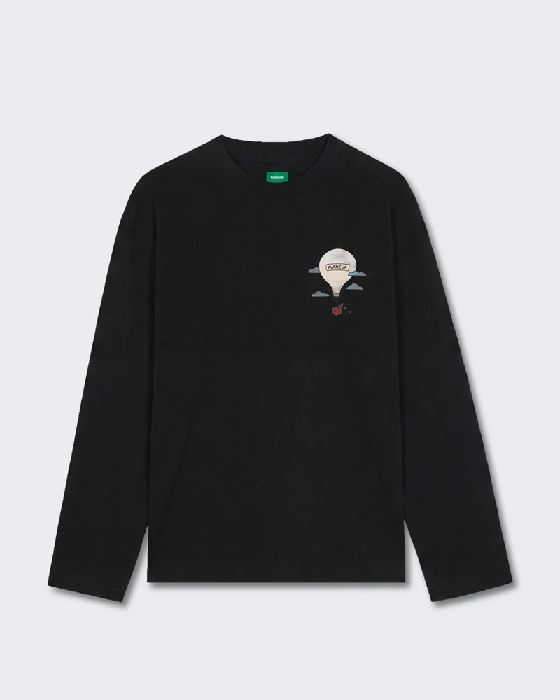 Heren Longsleeve shirt met ballonmouwen Zwart