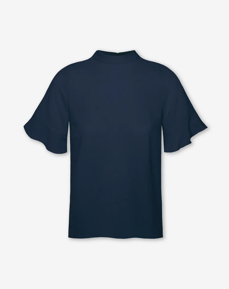 JULIE RUFFLE TOP MARINEBLAUW