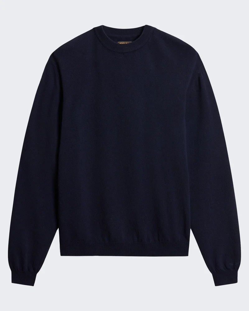 Heren Lamswollen sweater met ronde hals Blauw
