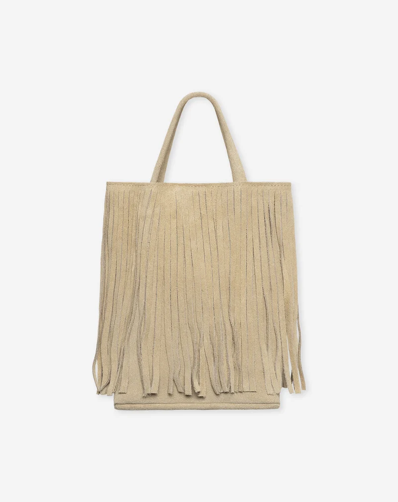 ROMI FRINGE SUEDE BAG BEIGE