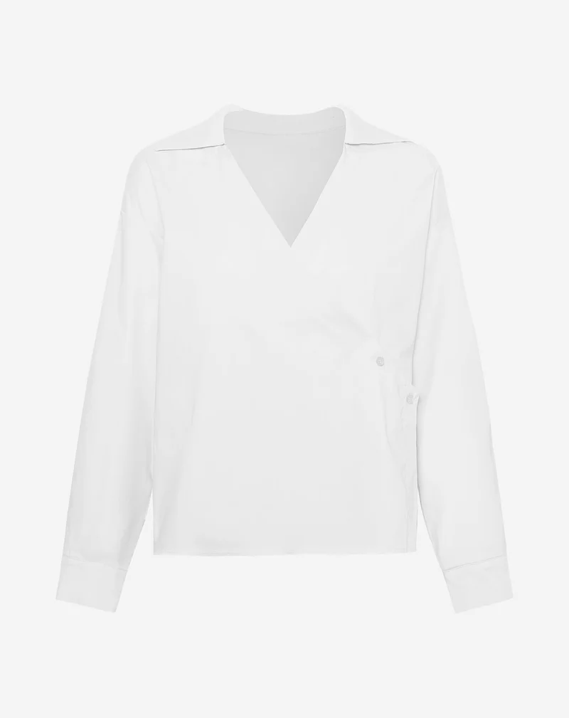 MIKKI POPLIN WRAP BLOUSE CRÈME