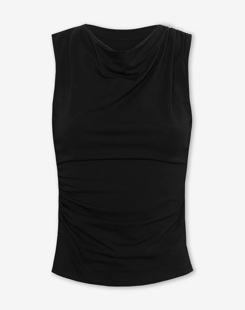 TAMAR DRAPED TOP ZWART