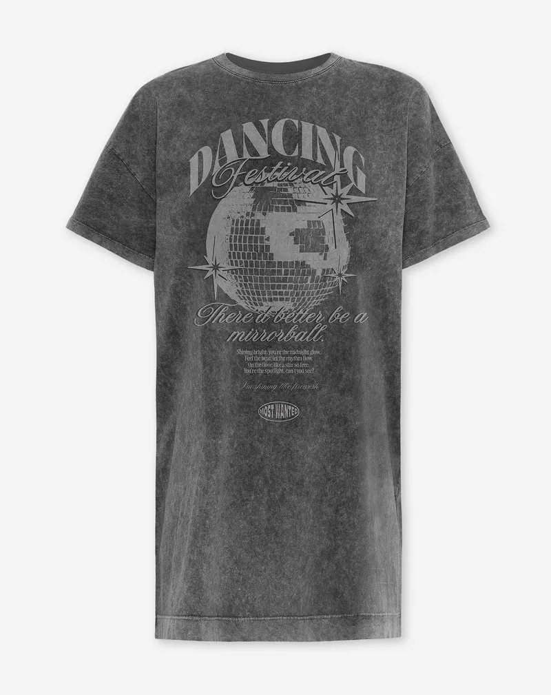 FESTIVAL TEE DRESS ACID GRIJS