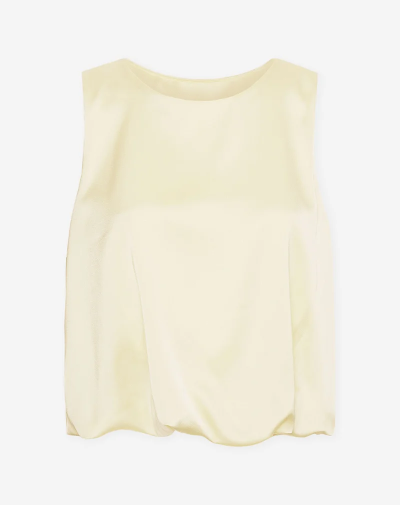 SATIN BUBBLE HEM TOP BOTERGEEL