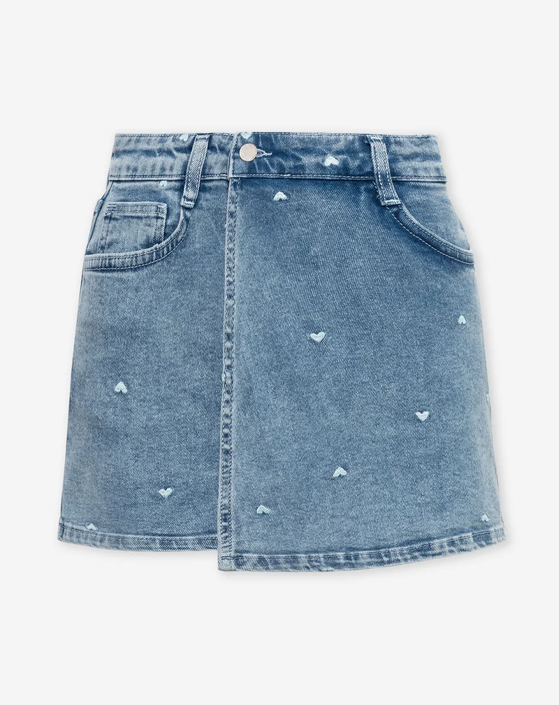 HEART DENIM SKORT BLAUW