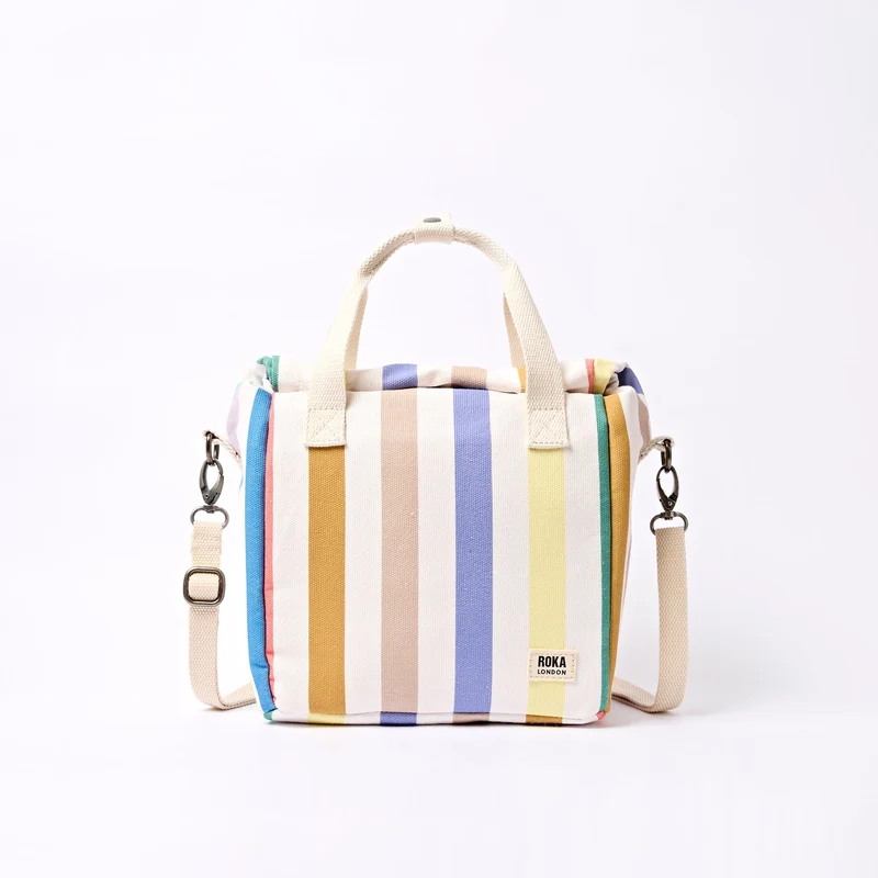 ROKA Hampstead canvas lunchtas | Pastelkleurige meerkleurige strepen