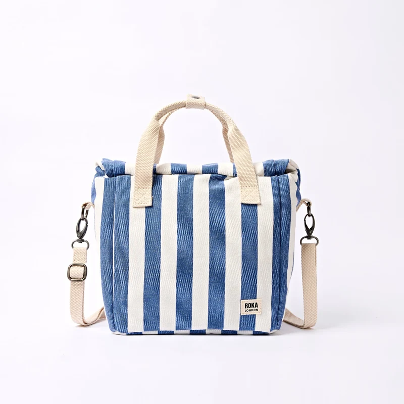 ROKA Hampstead canvas lunchtas | Denim gestreept